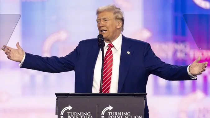 December 22, 2024 - Phoenix, Arizona, USA - DONALD TRUMP speaks on day four of Turning Point USA's AmericaFest 2024.