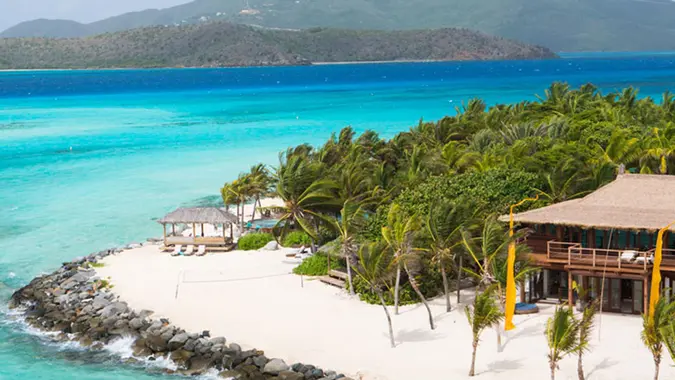 Richard Branson's stunning Necker Island has been rebuilt after being devastated by a fire sparked by an apparent lighting strike in 2011.