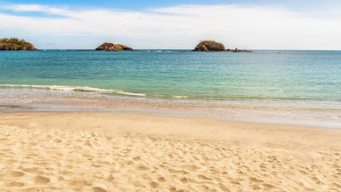 View at the beach and landscape at the Playita beach in Azuero Peninsula just 40 km from Pedasi just before famous Venao beach in Panama.