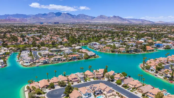 Housing along the man made lake in Las Vegas.