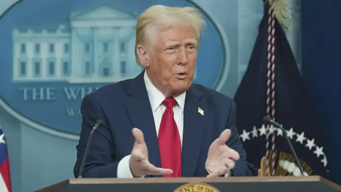 President Donald J Trump makes remarks on the aircraft crash at Reagan National Airport, Washington, District of Columbia, USA - 30 Jan 2025