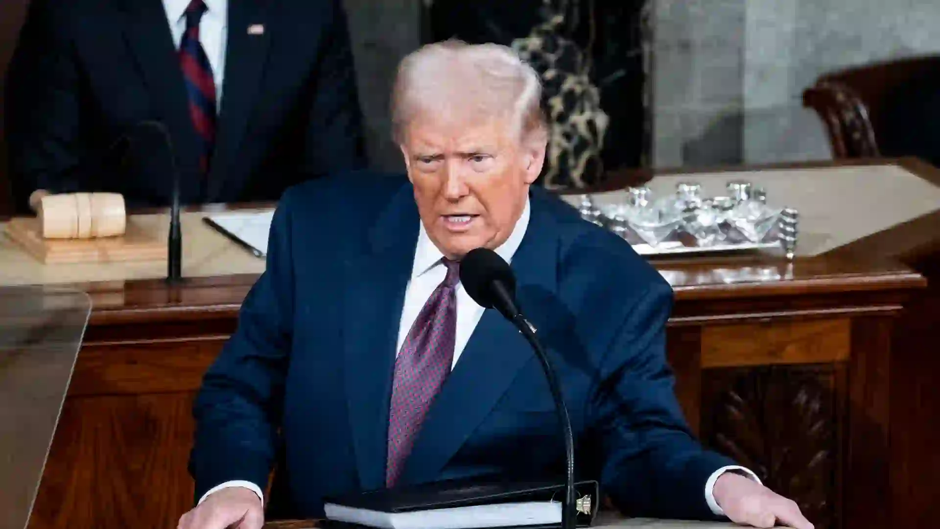 President Donald Trump speaking to a joint session of Congress.