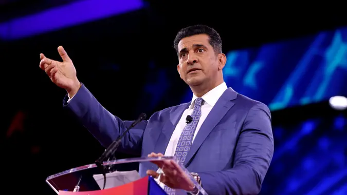PATRICK BET-DAVID speaking at the 2025 Conservative Political Action Conference (CPAC) in National Harbor, Maryland.