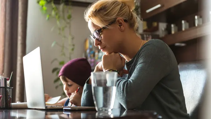 Focused on work stock photo