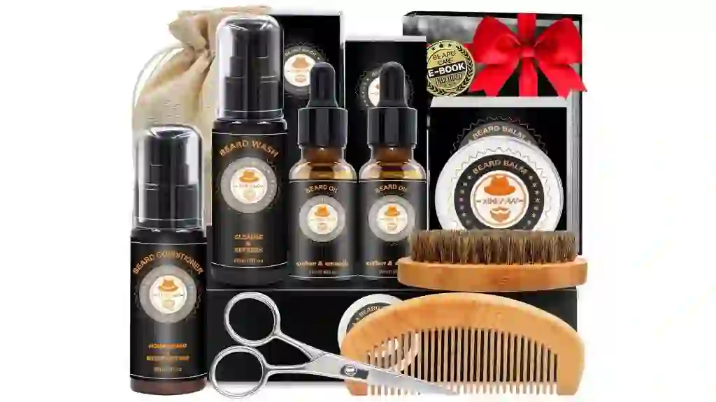 XIKEZAN Fathers Day Dad Gifts,Beard Kit for Men Grooming & Care w/Beard Conditioner, Wash, Oil, Balm, Brush,Birthday Valentines Gifts for Men Him Dad Husband Boyfriend Christmas Stocking Stuffers