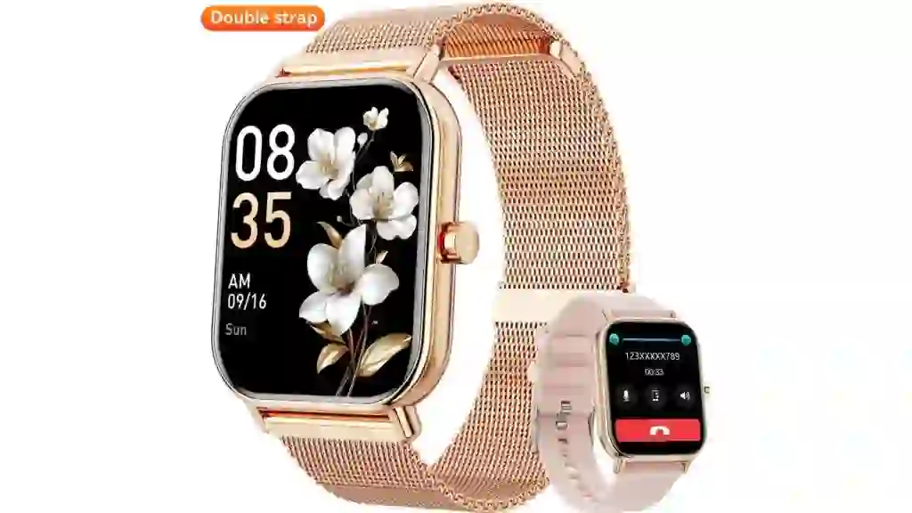 Mingdaln Smart Watch fits for Android and Iphone, IP68 Waterproof, Suitable for Women Men 100 Sports Modes 1.85 inch Fitness Tracker, with Answer/Make Calls/Message Reminder, (Milano Steel Band)
