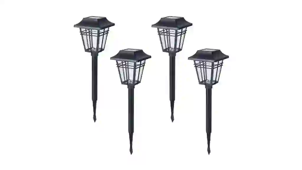 Harbor Breeze 4 -Pack 10 -Lumens Black Solar Integrated LED Path Light Kit ( 3500-K )