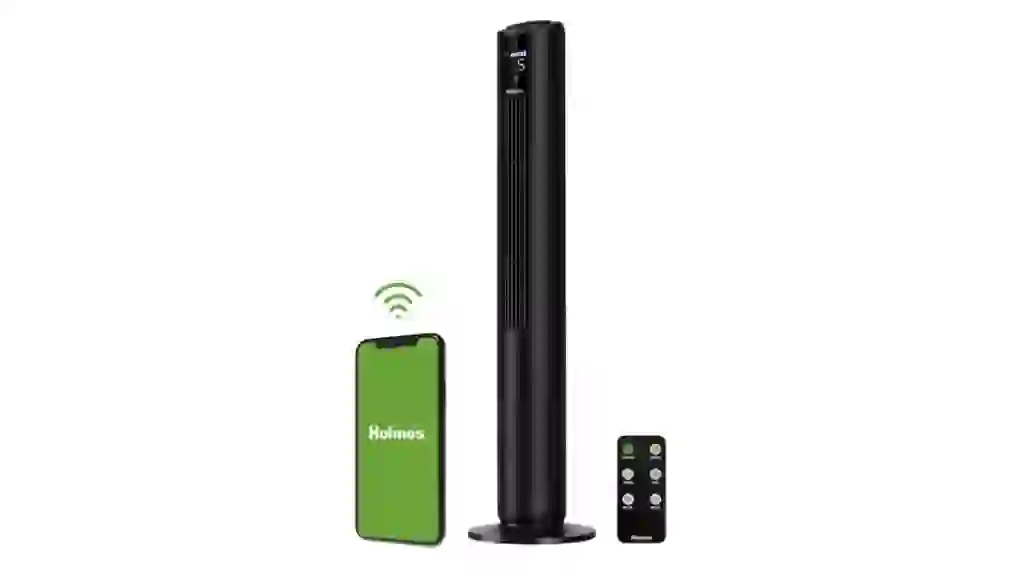 Holmes 42-in 120 -Volt 5 -Speed Indoor Black Oscillating Tower Fan with Remote