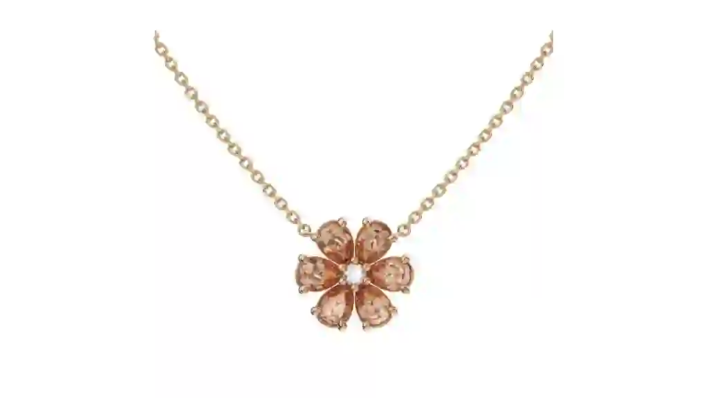 Morganite and Diamond 14kt Yellow Gold Flower Necklace