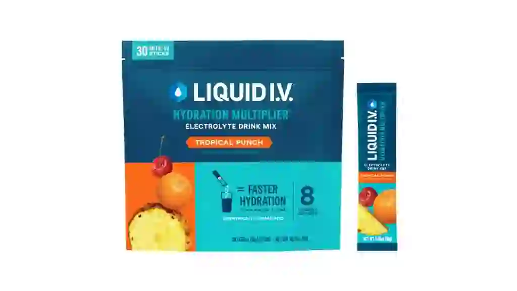 Liquid I.V. Hydration Multiplier, 30 Individual Serving Stick Packs in Resealable Pouch, Tropical Punch