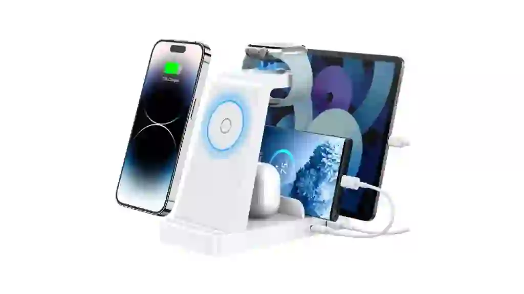 36W Wireless Charger Compatible for iPhone - ETEPEHI 5 in 1 Charging Station for Multiple Devices: Fast Charging Dock Compatible for iPhone 16e 16 15 14 13 12 Pro Max Samsung Tablets iPad Airp