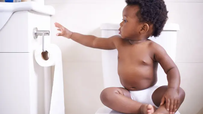 Potty training 101: Make sure you have enough toilet paper stock photo