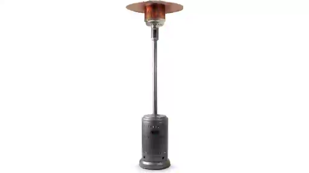 Amazon Basics 46,000 BTU Outdoor Propane Patio Heater with Wheels, Commercial & Residential, Slate Gray, with Water Tank, 32.1 x 32.1 x 91.3 inches (LxWxH)
