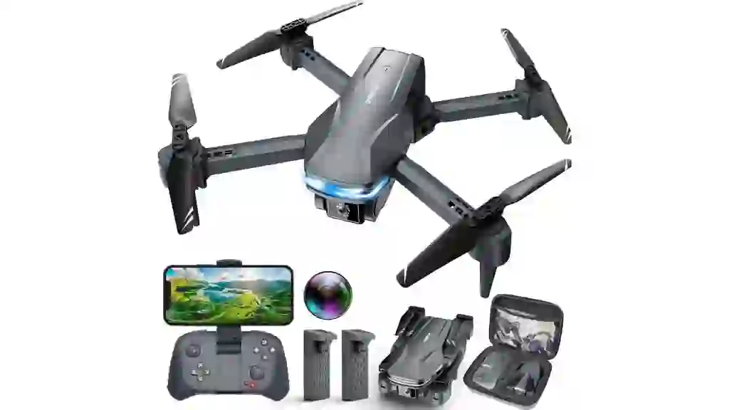 Drones with Camera for Adults 1080P HD Foldable Drone with Carrying Case Drones for Kids with One Key Take Off/Land, 3 Speed Mode, 360° Flip S101 White