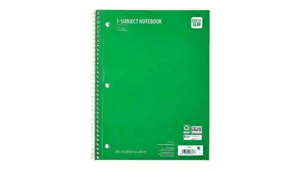Pen+Gear College Ruled 1-Subject Notebook, 8" x 10.5", Green, 70 Sheets