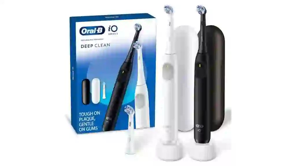Oral-B iO Series 2 Electric Toothbrush, Pure White & Night Black, 2pk., 3 Brush Heads
