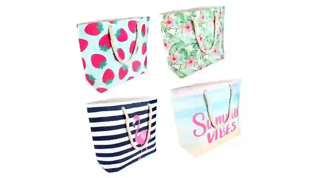 Printed Beach Tote Bags, 21x5.9x15.2 in.