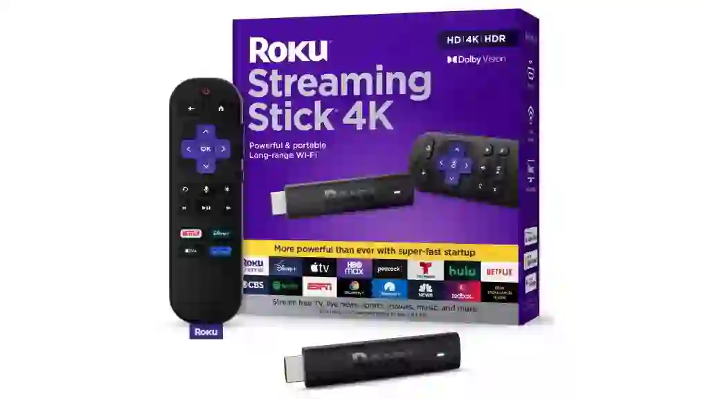 Roku Streaming Stick 4K Streaming Device 4K/HDR/Dolby Vision with Voice Remote with TV Controls