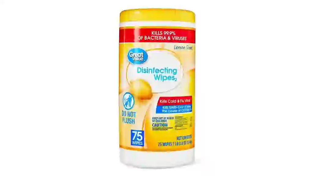 Great Value Lemon Scent Disinfecting Wipes, 75 Count, 1 Lbs, 5.5 oz