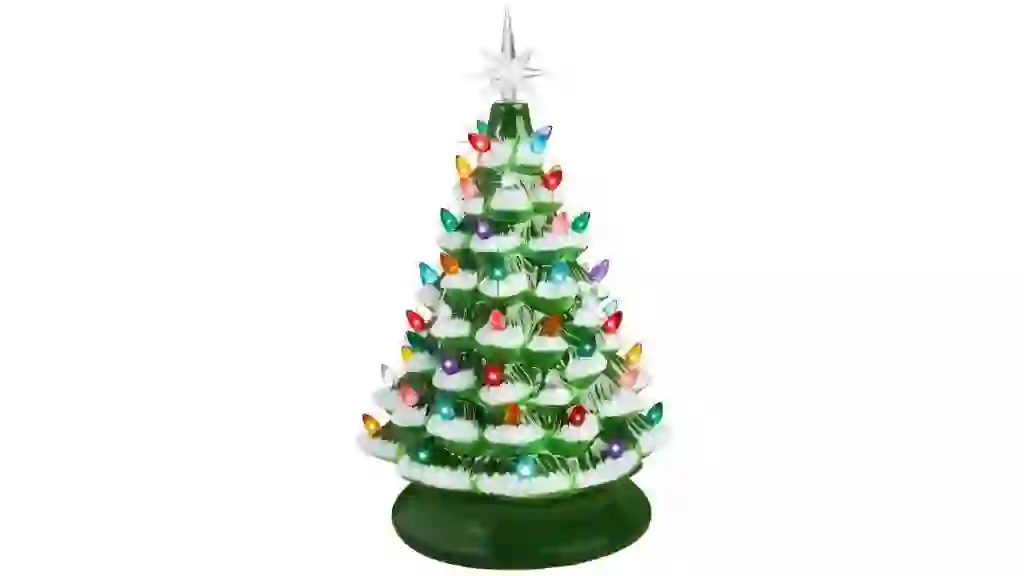 Best Choice Products 15in Ceramic Christmas Tree, Pre-lit Hand-Painted Holiday Decor w/ 64 Lights