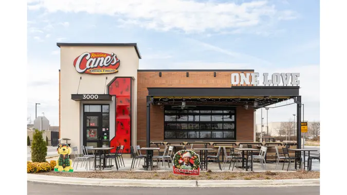 Photo of the outside of a Raising Cane's Location, Joliet IL.