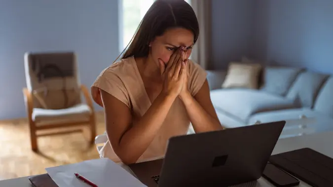 Victim of financial fraud stock photo