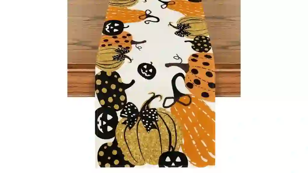 Smile Halloween Jack-O-Lantern Pumpkin Table Runner 13 x 72 Inch
