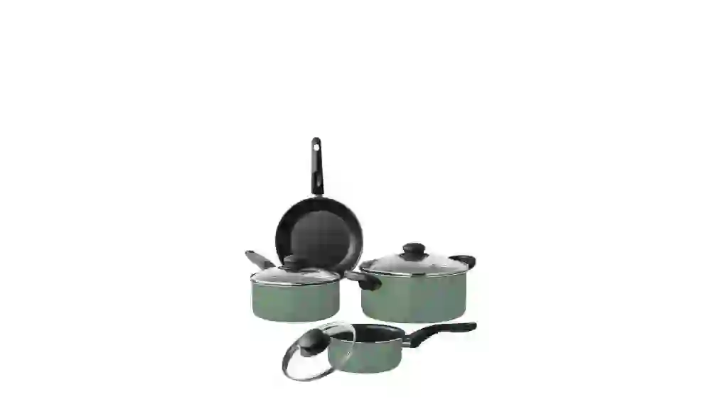 Mainstays 7 Piece Nonstick Aluminum Pots and Pans Cookware Set, Green