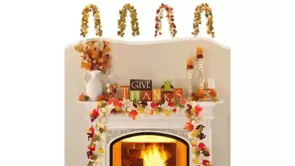 kladzum Fall Garland Halloween Thanksgiving Decorations Artificial Leaf Garland Rattan Hanging Fall Maple Leaf Garland Indoor Home Halloween Christmas Party Wall Mantel Decoration