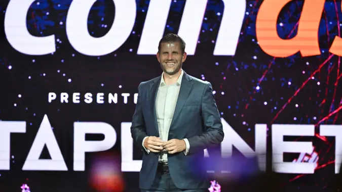 August 29, 2025, Hong Kong, Hong Kong, China: Eric Trump, Executive Vice President of The Trump Organization and the third child of US President Donald Trump speaking at the Bitcoin Asia 2025 conference on August 29, 2025 in Hong Kong.