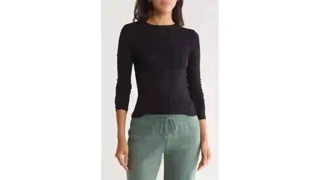 Long Sleeve Rib Knit T-Shirt