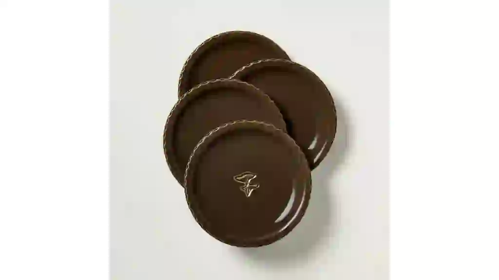 Set of 4 6.5" Mushroom Ceramic Appetizer Plates Forest Brown - Hearth & Hand™ with Magnolia