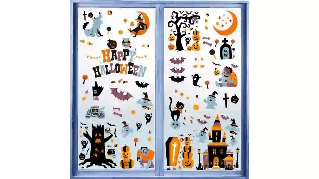 CCINEE Halloween Window Stickers - 10 Sheets Window Clings Decals for Party Decoration, Indoor & Outdoor Home Decor