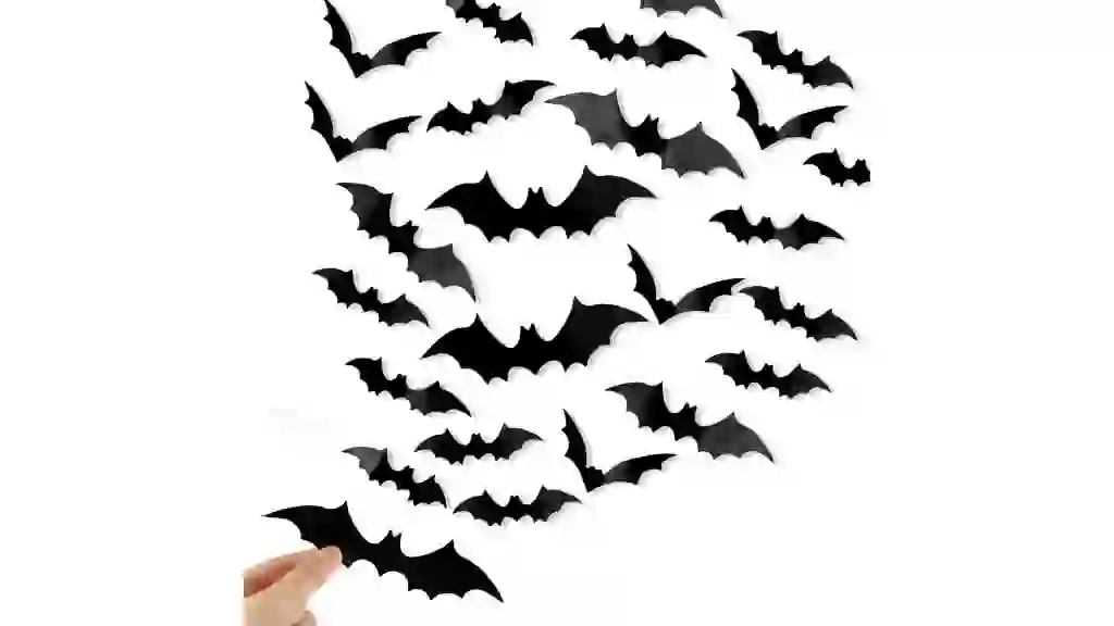 DIYASY Bats Wall Decor, 120 Pcs 3D Bat Halloween Decoration Stickers for Home Decor 4 Size Waterproof Black Spooky Bats for Room Decals