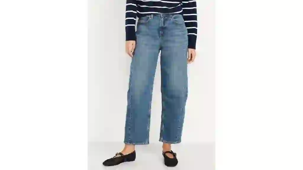 High-Waisted Barrel Ankle Jeans