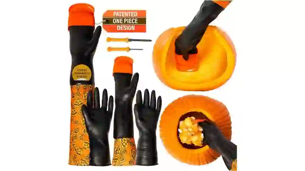 Pumpkin Scraper Glove - As Seen On Shark Tank - Mess Free and Fun Pumpkin Carving Kit - Carve and Clean Jack-O-Lantern Guts with Ease and Zero Mess on Your Hands! (Kids Kit)