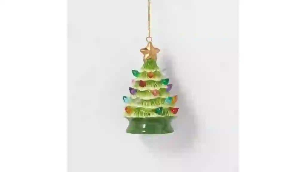 Lit Ceramic Retro Christmas Tree Ornament - Wondershopâ„¢