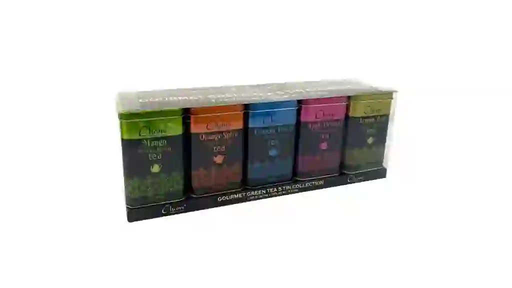 Chami Tea Holiday Gourmet Green Tea, 6 Tin Exotic Tea Gift, 4.23oz, 120 Ct