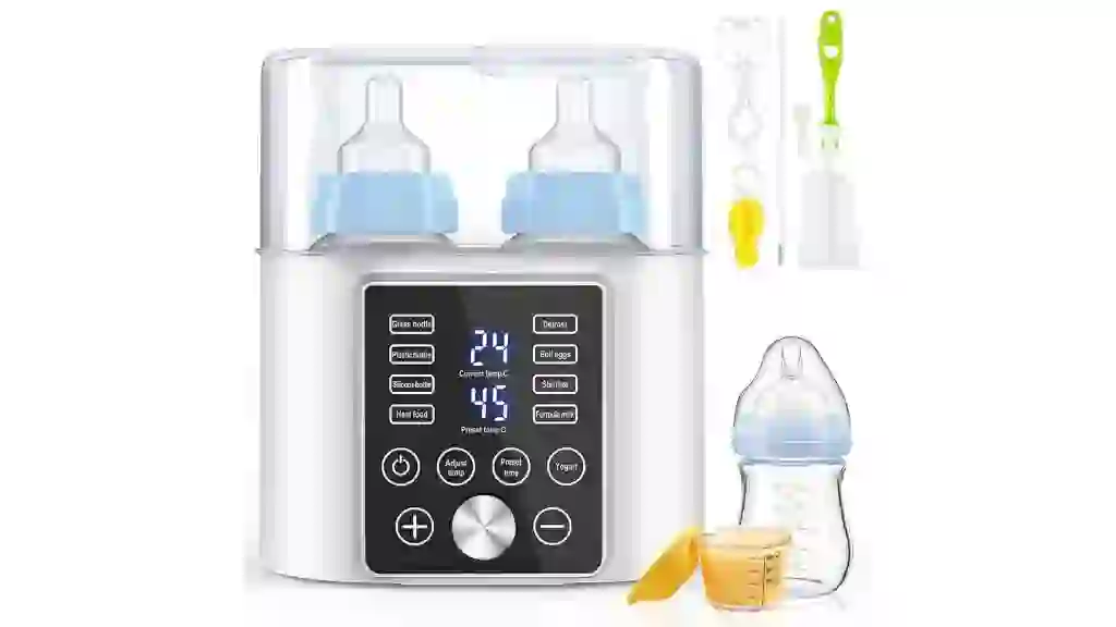Baby Bottle Warmer, 12-in-1 Fast Milk Warmer W/ Appointment &Timer, 24H Accurate Temperature Control and Auto Shut off, Baby Food Heater w/ LCD Display & BPA-Free, Dual Bottle Design for All Bottles