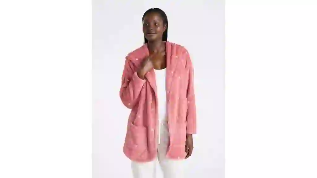 Joyspun Women's Plush Sleep Cardigan, Size XS-3XL