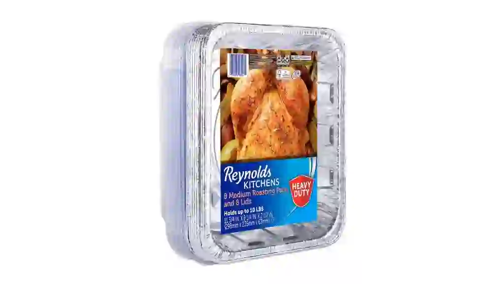 Reynolds Kitchens Aluminum 10 lb. Roaster with Lids, 12" x 9" x 3" 8 ct.