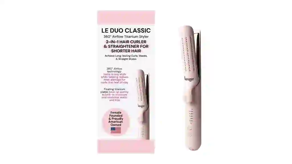 L'ange Hair Le Duo 360 Airflow Styler, Titanium Flat Iron Hair Straightener (Blush)