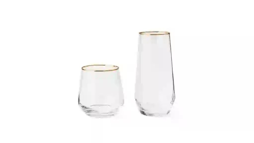 Member's Mark 12-Piece Modern Gold Rim Crystal Drinkware Set