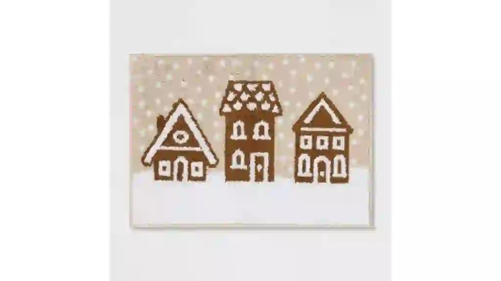 17"x24" Gingerbread House Christmas Bath Rug Brown/White - Wondershop™