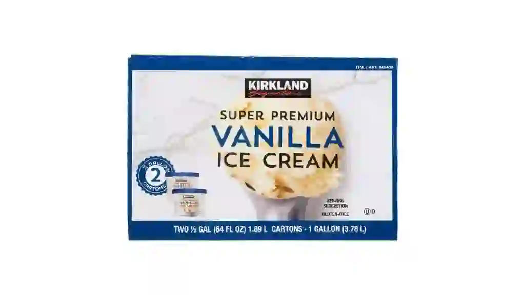 Kirkland Signature Super Premium Vanilla Ice Cream, 1/2 Gallon, 2-count