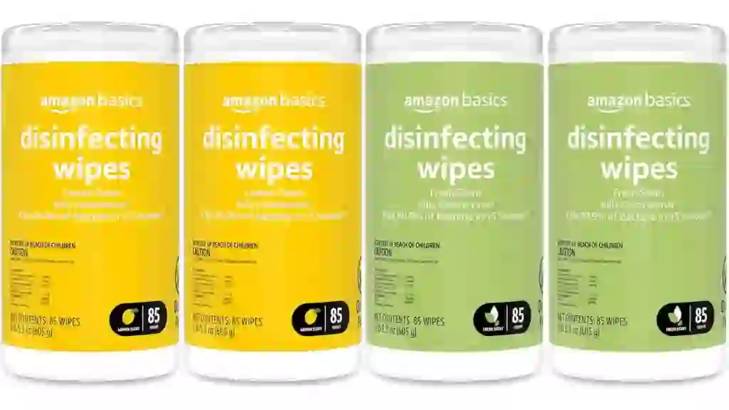 Amazon Basics Disinfecting Wipes, Lemon & Fresh Scent, SanitizesCleansDisinfectsDeodorizes, 340 Count (4 Packs of 85)