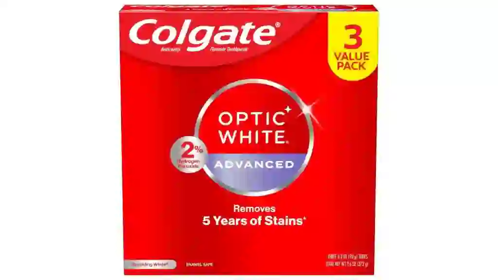 Amazon Colgate Optic White Advanced Hydrogen Peroxide Toothpaste, Teeth Whitening Toothpaste Pack, Enamel-Safe Formula, Helps Remove Tea, Coffee, and Wine Stains, Sparkling White, 3 Pack, 3.2 oz