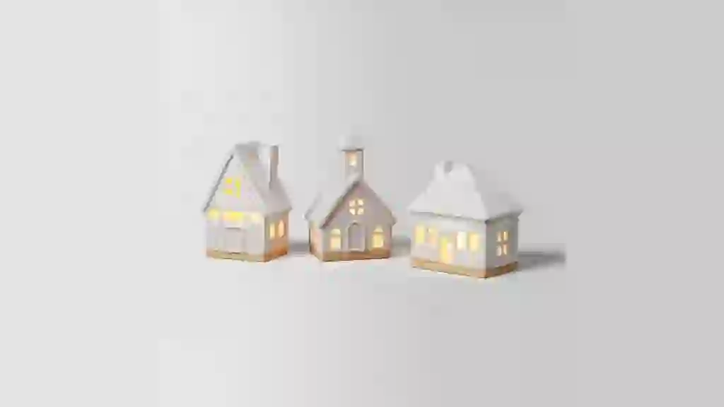 Wondershop 3-Piece Lit Ceramic Buildings Decorative Christmas Figurine Set Target