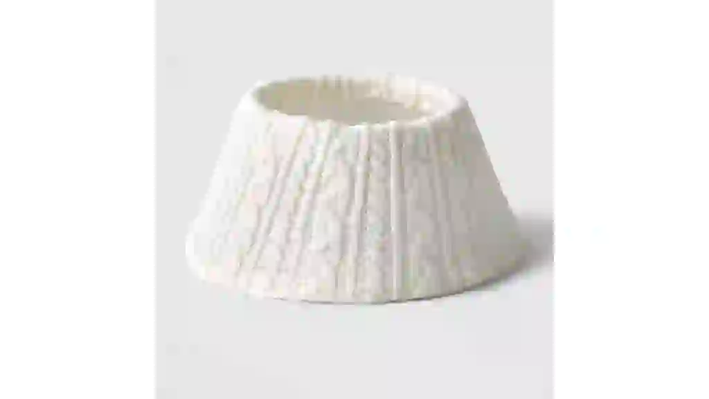 7" Cable Knit Mini Christmas Tree Collar White - Wondershop™: Solid Pattern, Plastic & Fabric