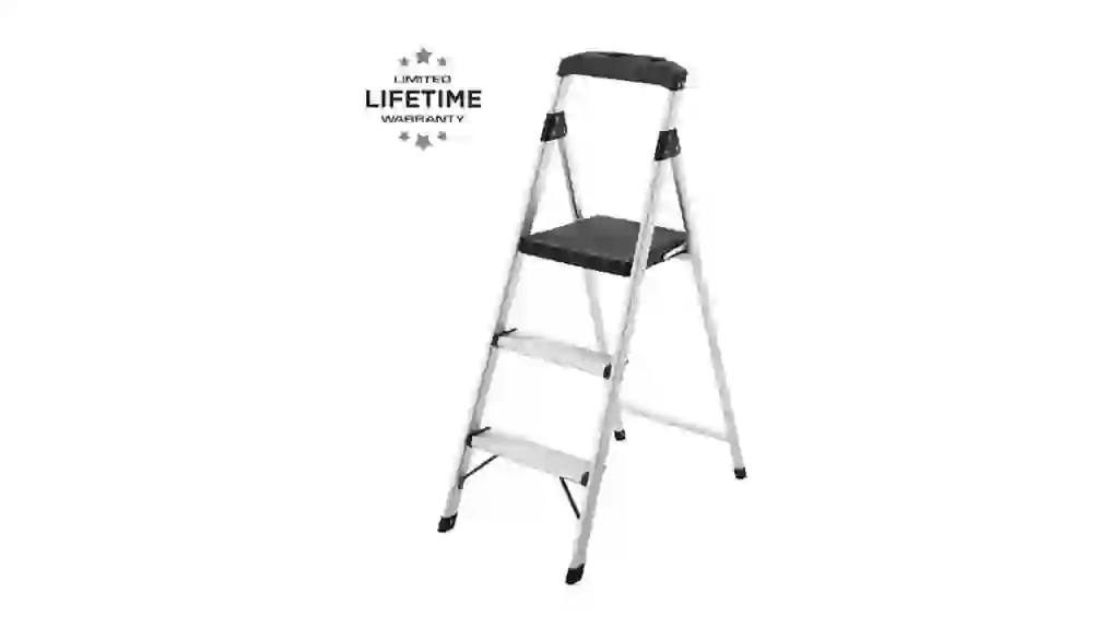 3-Step Aluminum Step Stool Ladder, 250 lbs. Type I Duty Rating (9ft. Reach Height)